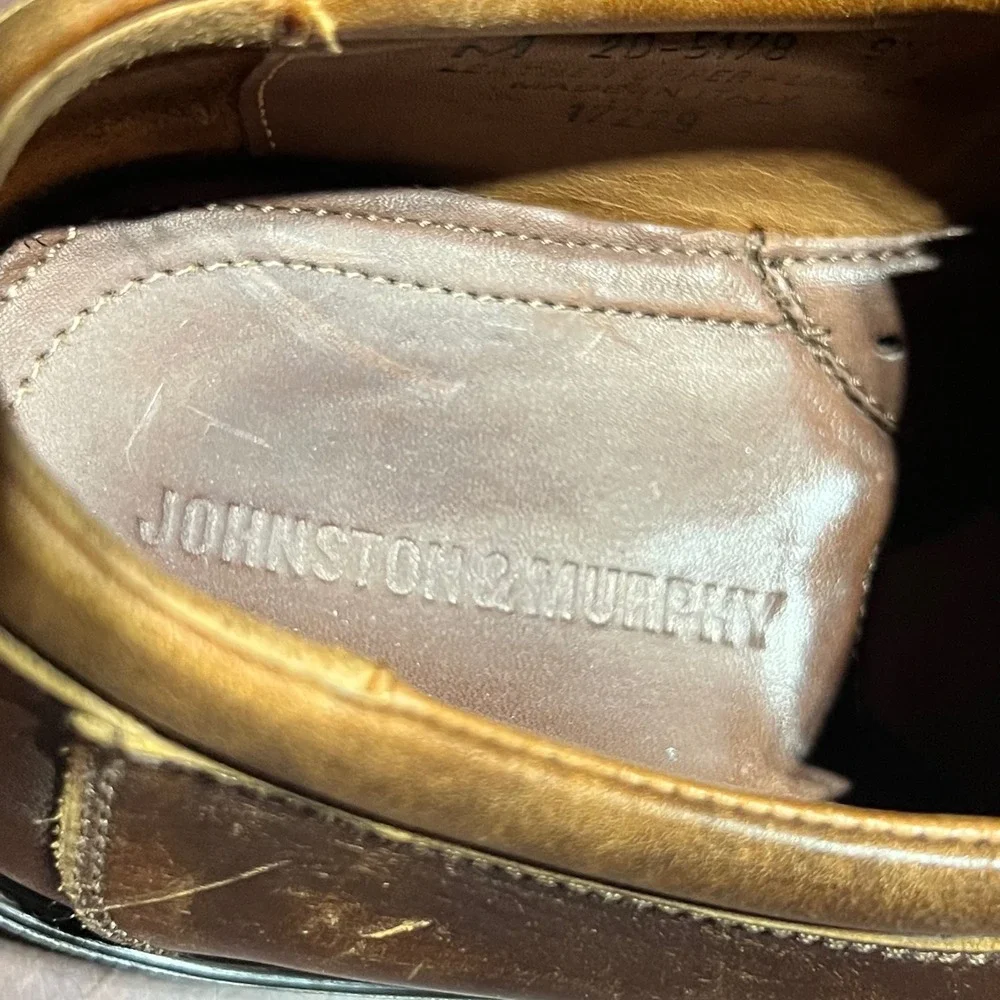 Johnston & Murphy Mens Brown Leather Moc Oxfords Made in Italy 20-5178 Size 9.5 Johnston & Murphy 20-5178 Brown Leather Italian Mens Oxford  main image 2